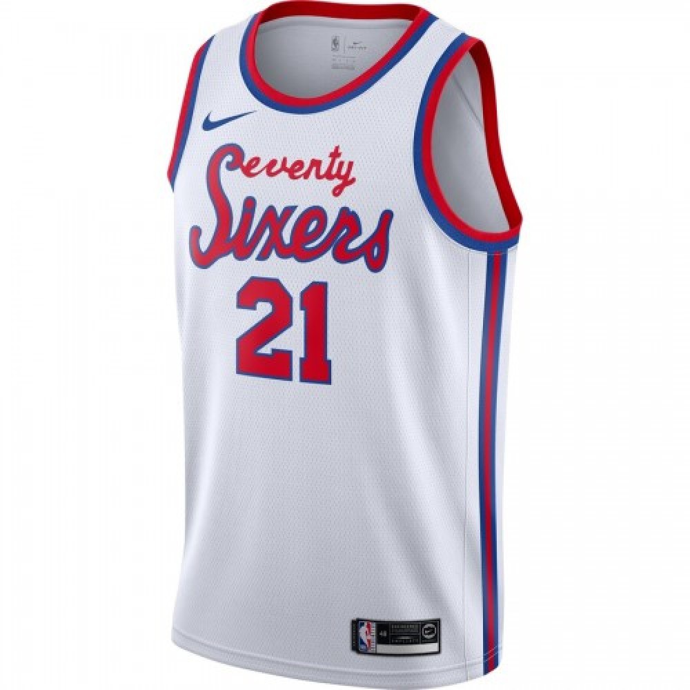 Men's Philadelphia 76ers Joel Embiid #21 White Hardwood Classics Finished Swingman Jersey-Pro Kit Vault | Brand New 26/27 Sports Jerseys